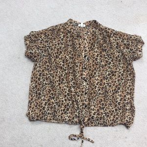 Animal print button down
